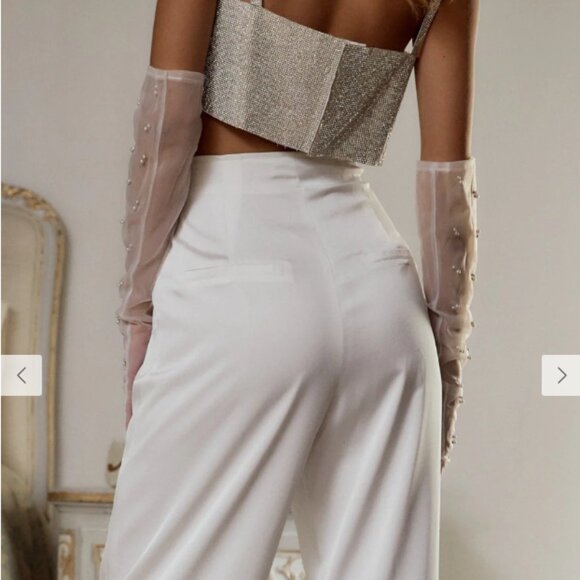 Shira Silver Rhinestone Crop Top - Picture 3 of 6